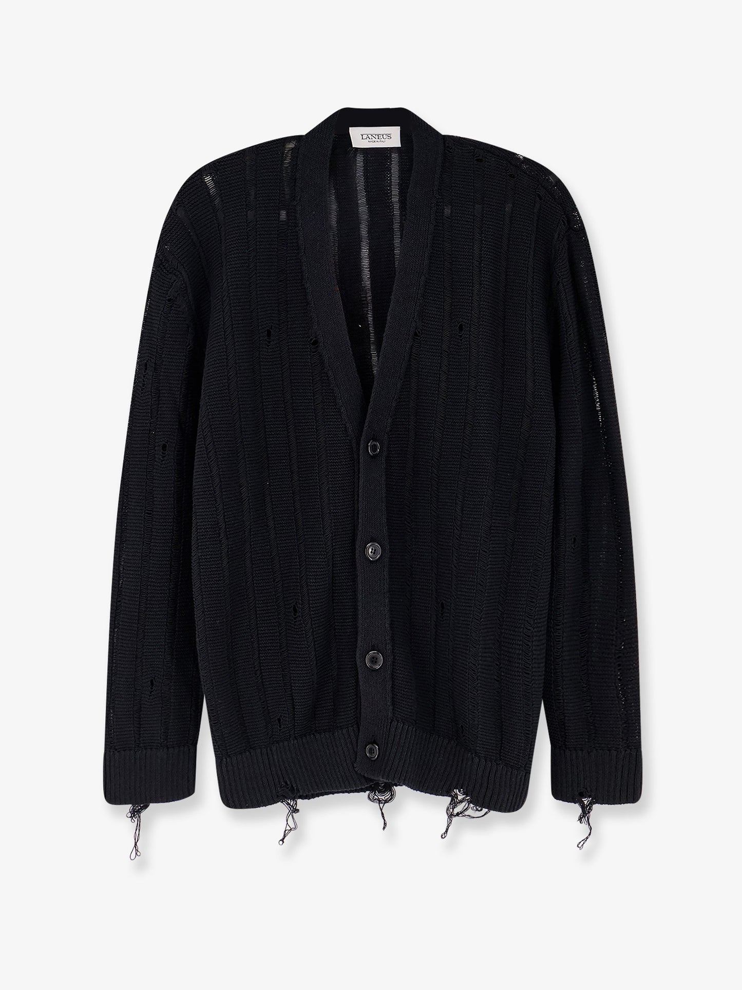Cotton cardigan with destroyed effect