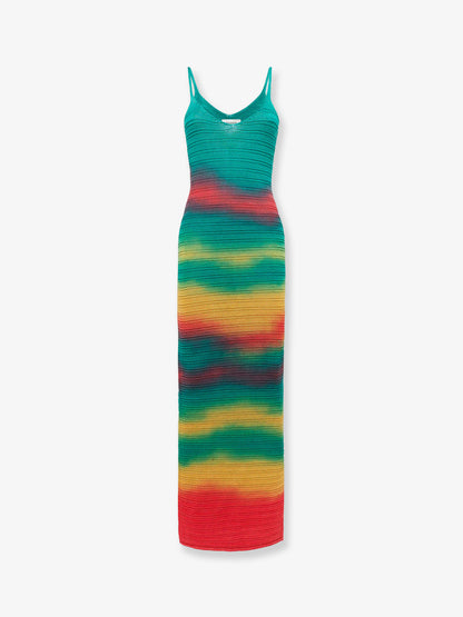 Vestito lungo in cotone multicolore thumbnail