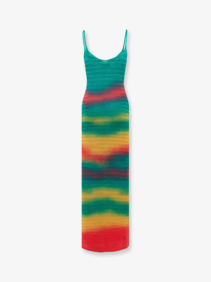 Vestito lungo in cotone multicolore thumbnail