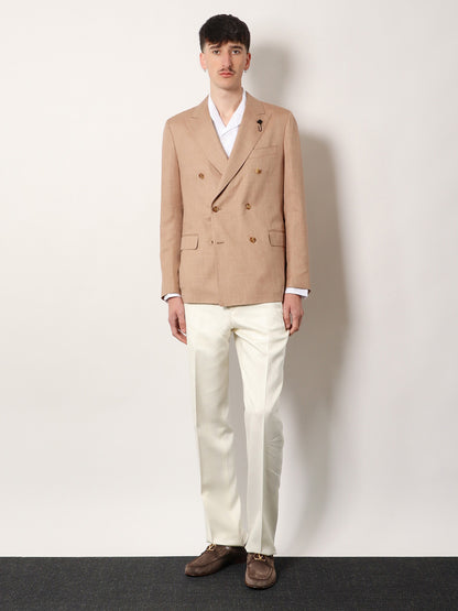 Iconic double-breasted wool, silk and linen blazer thumbnail