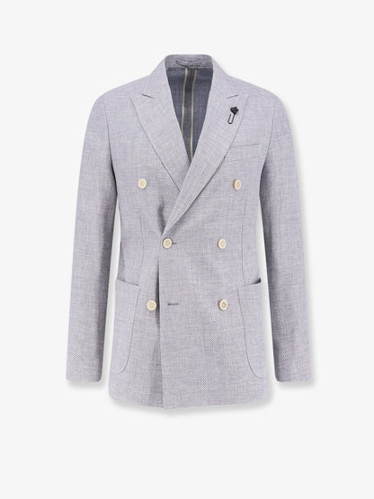 Roma double-breasted pure virgin wool and linen blazer thumbnail