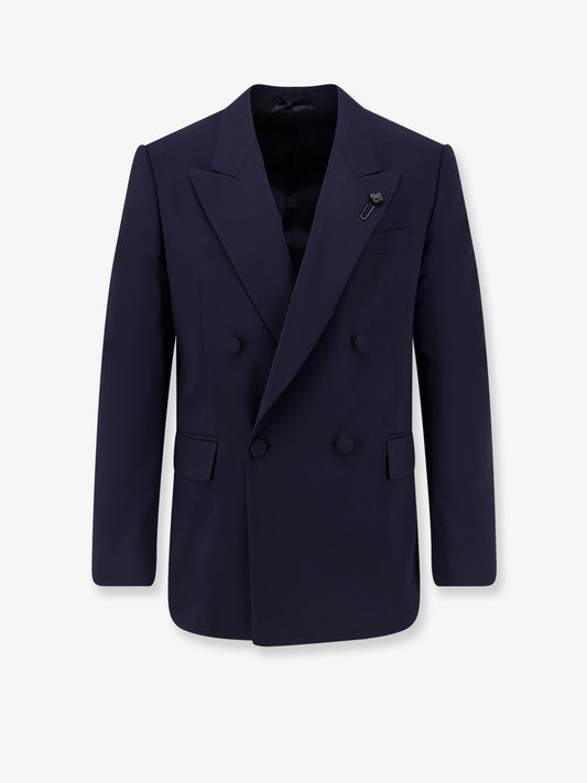 Stretch pure virgin wool tuxedo blazer