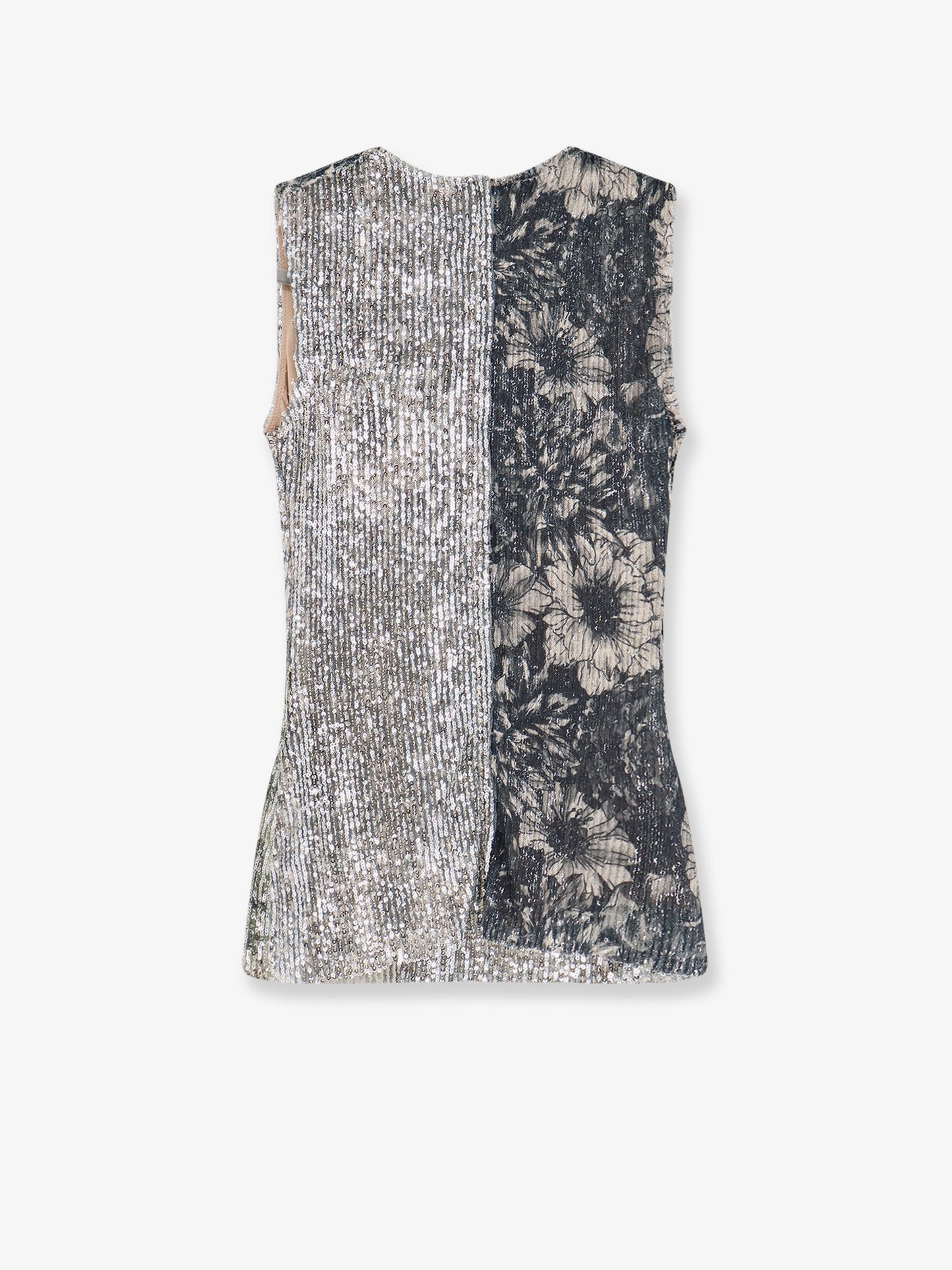 Patchwork top with sequins embroidery