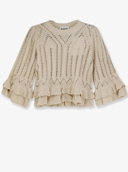 Frilly cotton sweater with ruffles detail thumbnail