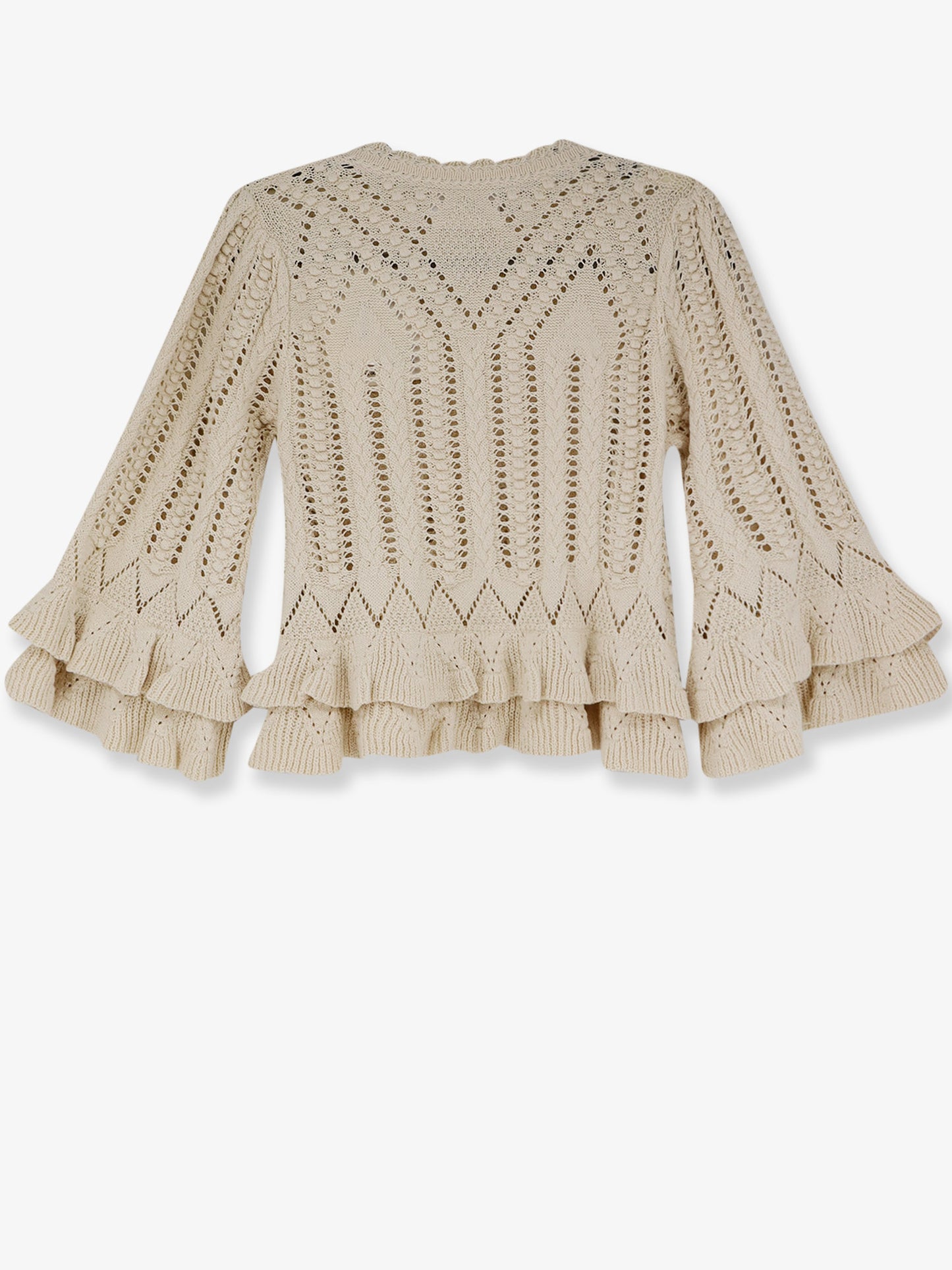 Frilly cotton sweater with ruffles detail