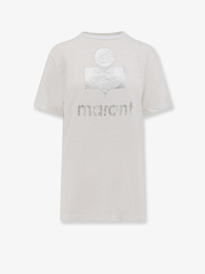 T-shirt in lino con logo frontale laminato thumbnail