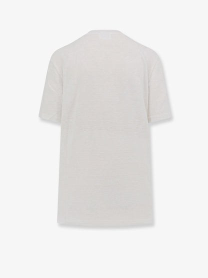 T-shirt in lino con logo frontale laminato thumbnail