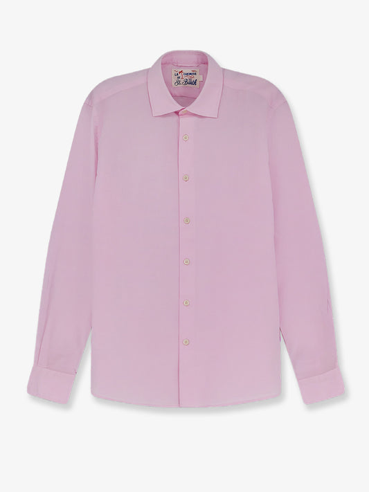 Cotton shirt with front embroidered logo