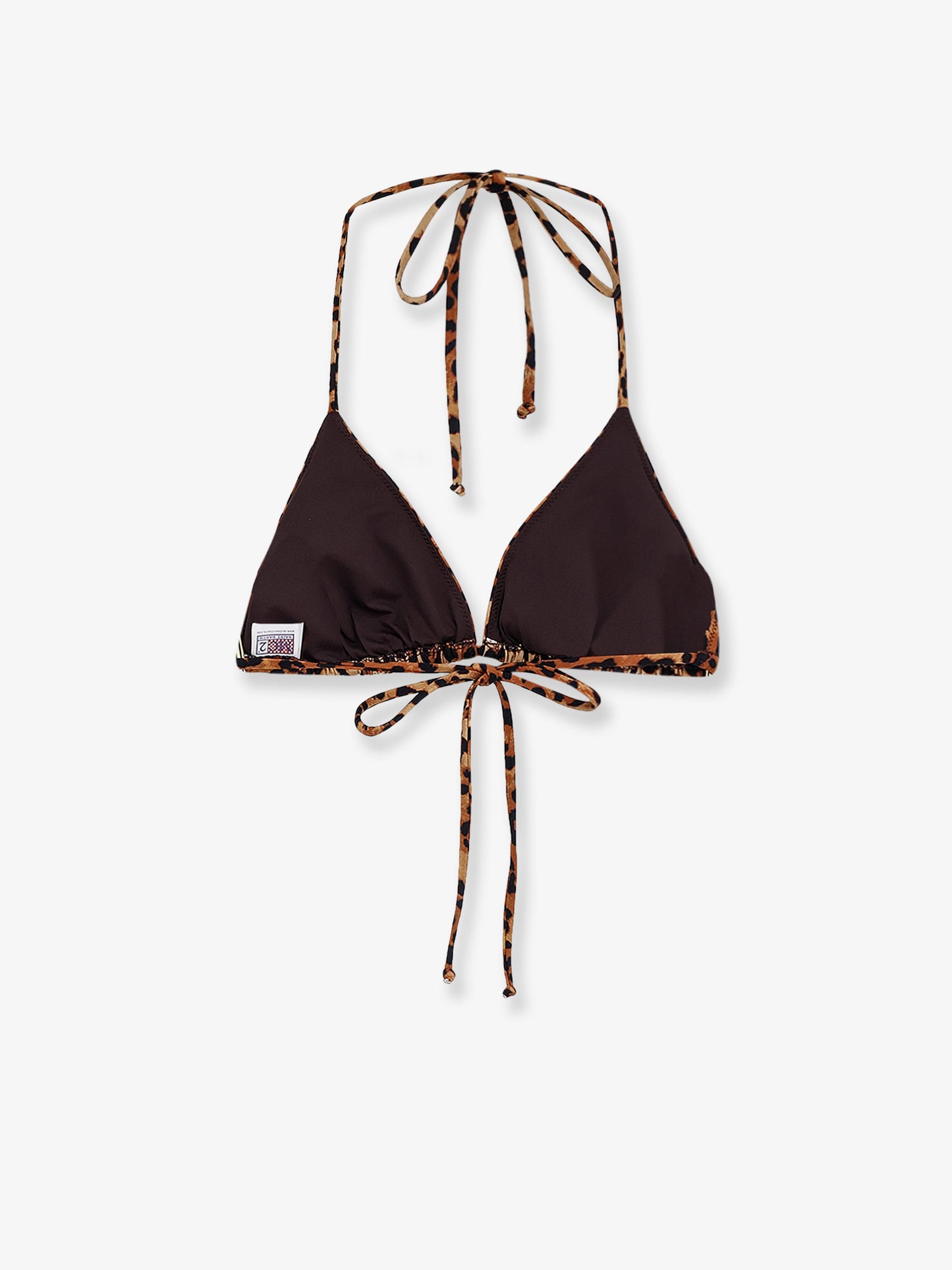 Leah nylon bikini top with animal print