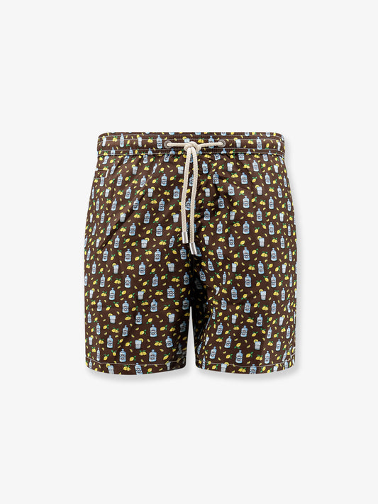 Nylon swim shorts with all-over micro pattern