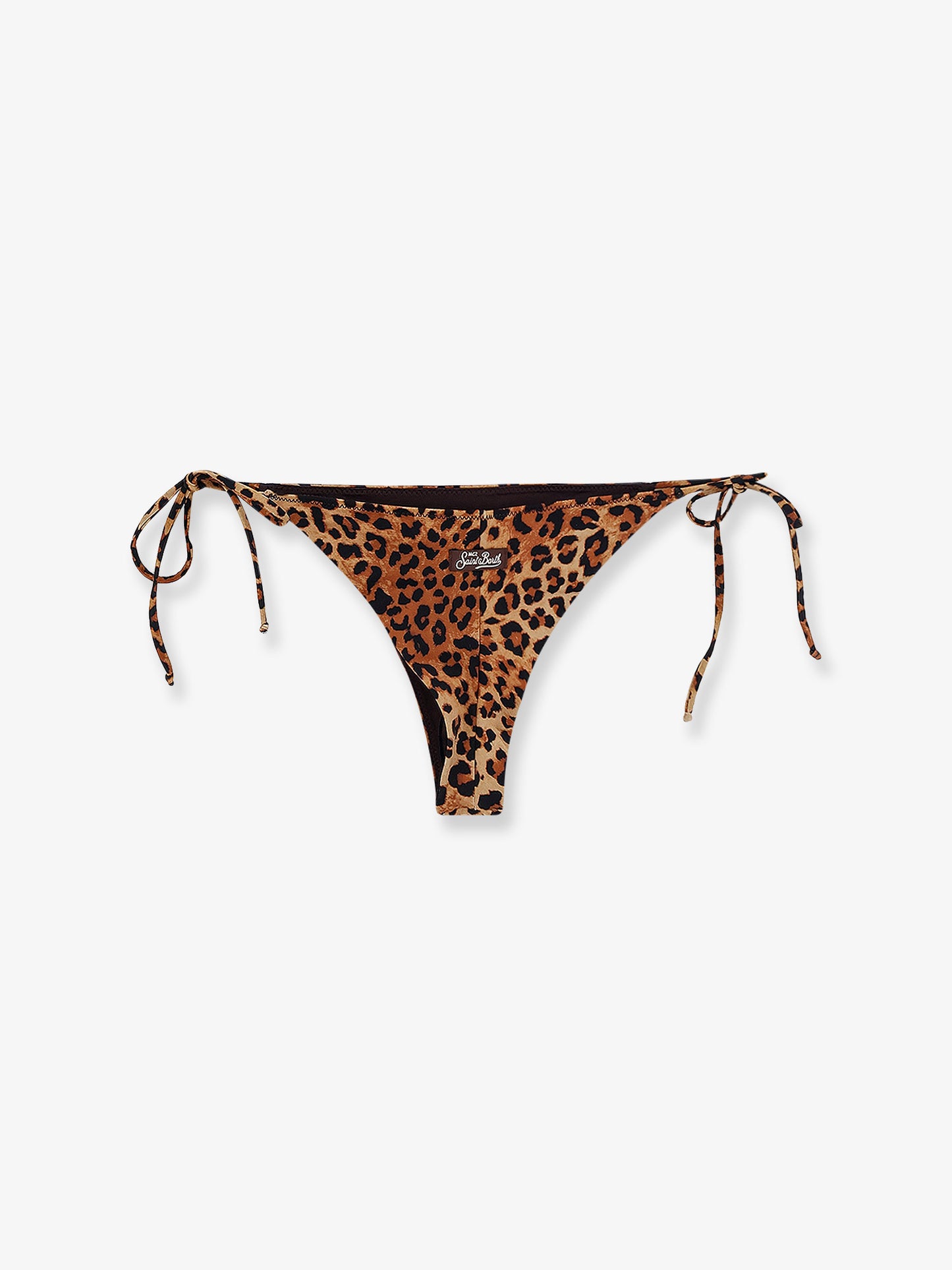 Nylon bikini bottoms with animal print