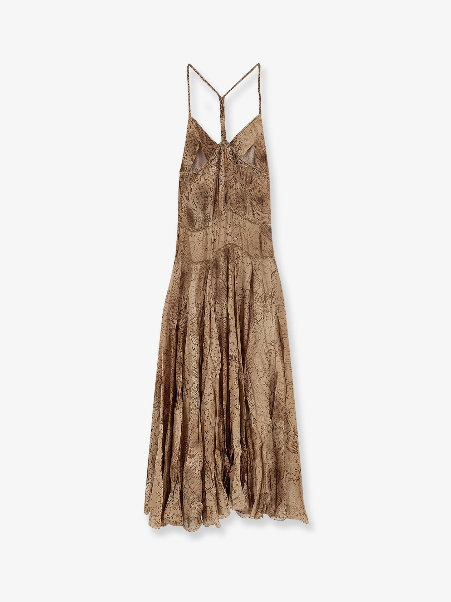Long viscose dress with snake print