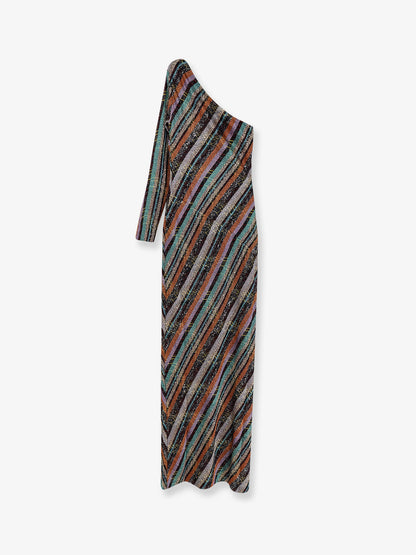 Viscose blend long dress with chevron pattern thumbnail