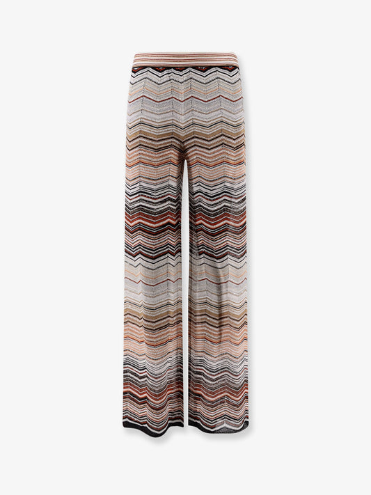 Pantaloni in viscosa con motivo chevron laminato
