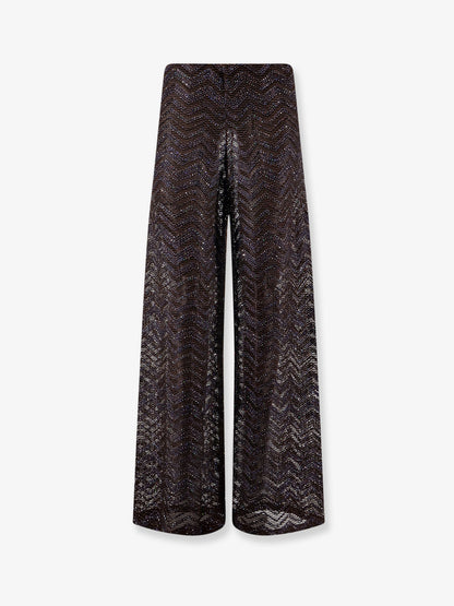Viscose blend trousers with chevron pattern thumbnail