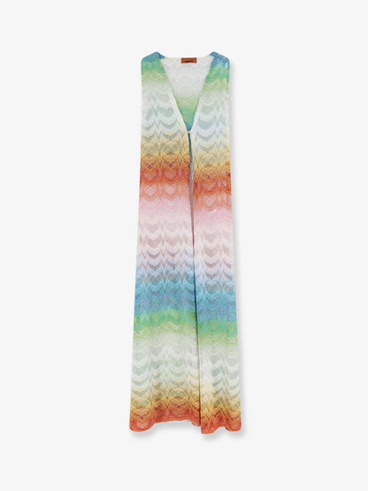 Long Cover Up viscose and metallic fiber dress thumbnail