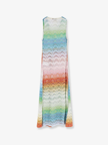 Long Cover Up viscose and metallic fiber dress thumbnail