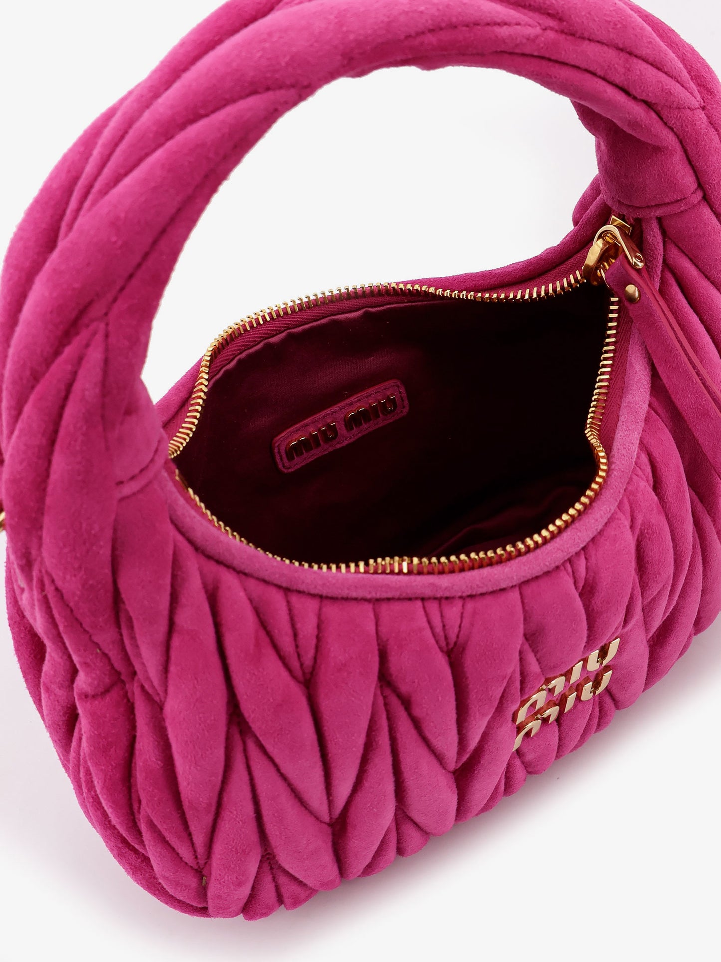 Wander matelassé suede shoulder bag