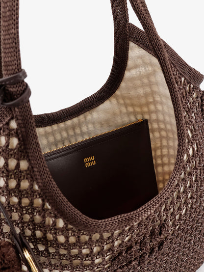 Crochet mesh shopping bag with tone-on-tone logo on the front thumbnail