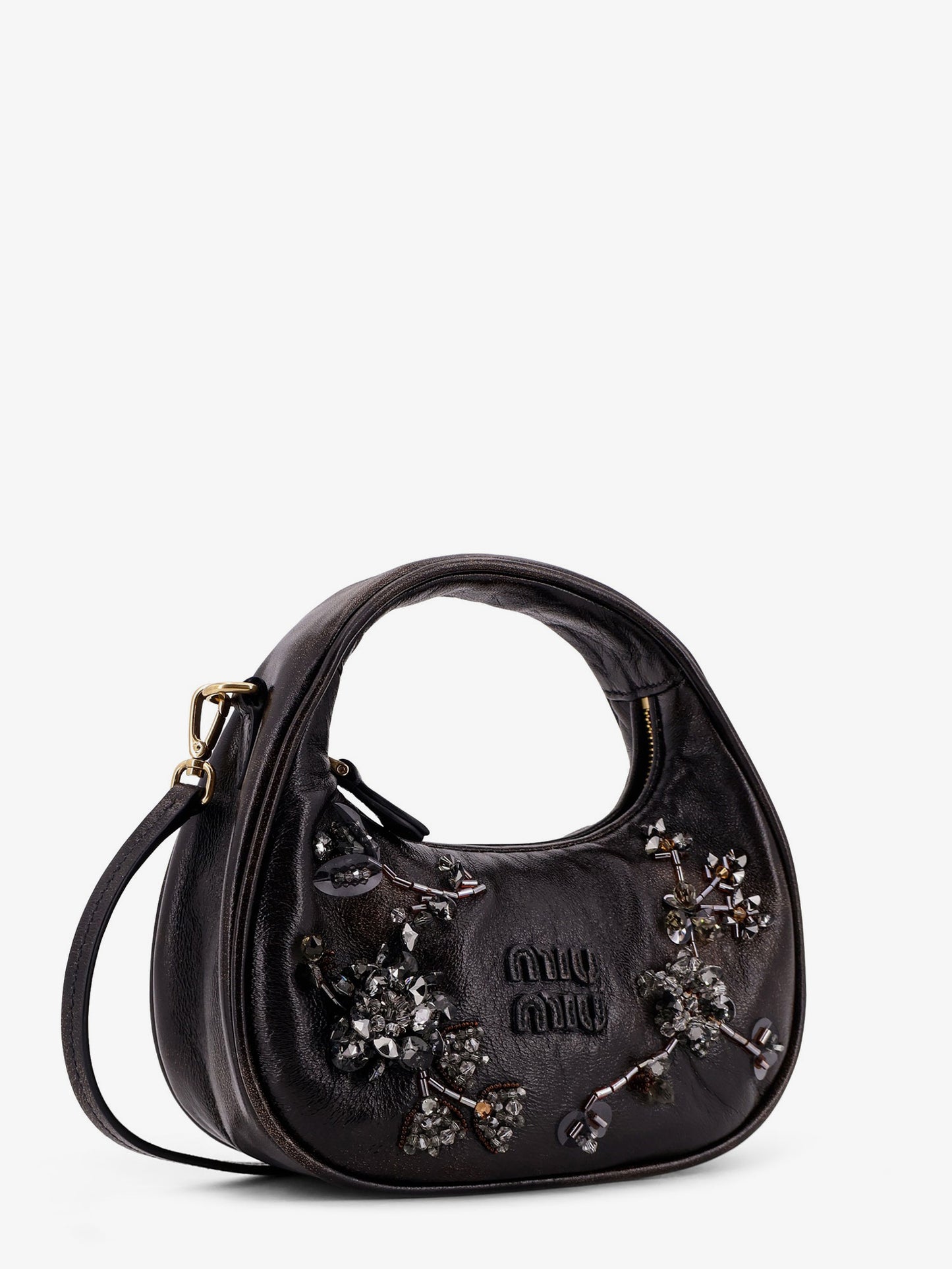 Wander leather mini crossbody bag with embroidery