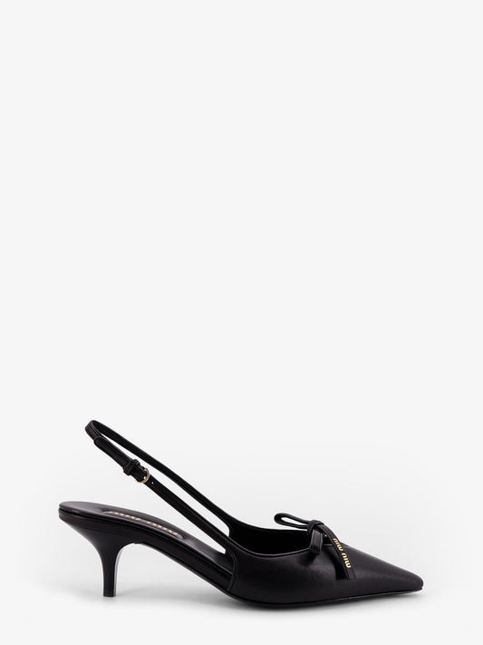 Leather décolleté with logo bow detail