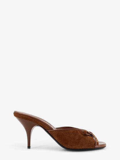 Suede sandals with bow detail on the front thumbnail