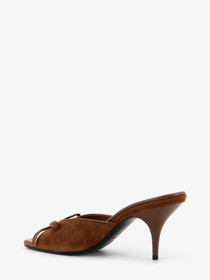 Suede sandals with bow detail on the front thumbnail