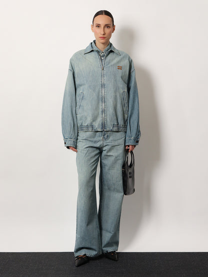 Denim Jacket with Miu Miu embroidery thumbnail