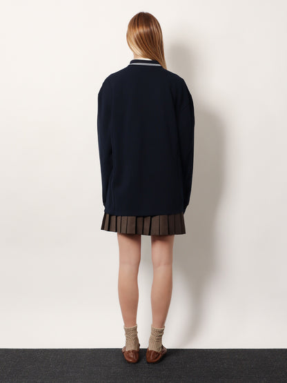Cotton polo shirt with asymmetric metal zip detail thumbnail