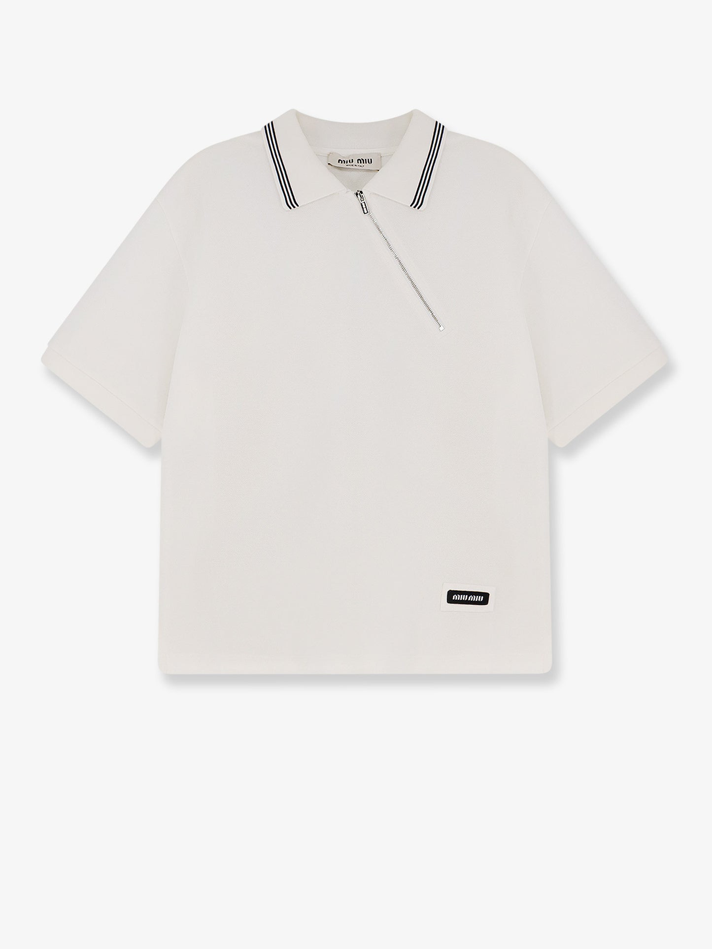 Cotton polo shirt with asymmetric zip