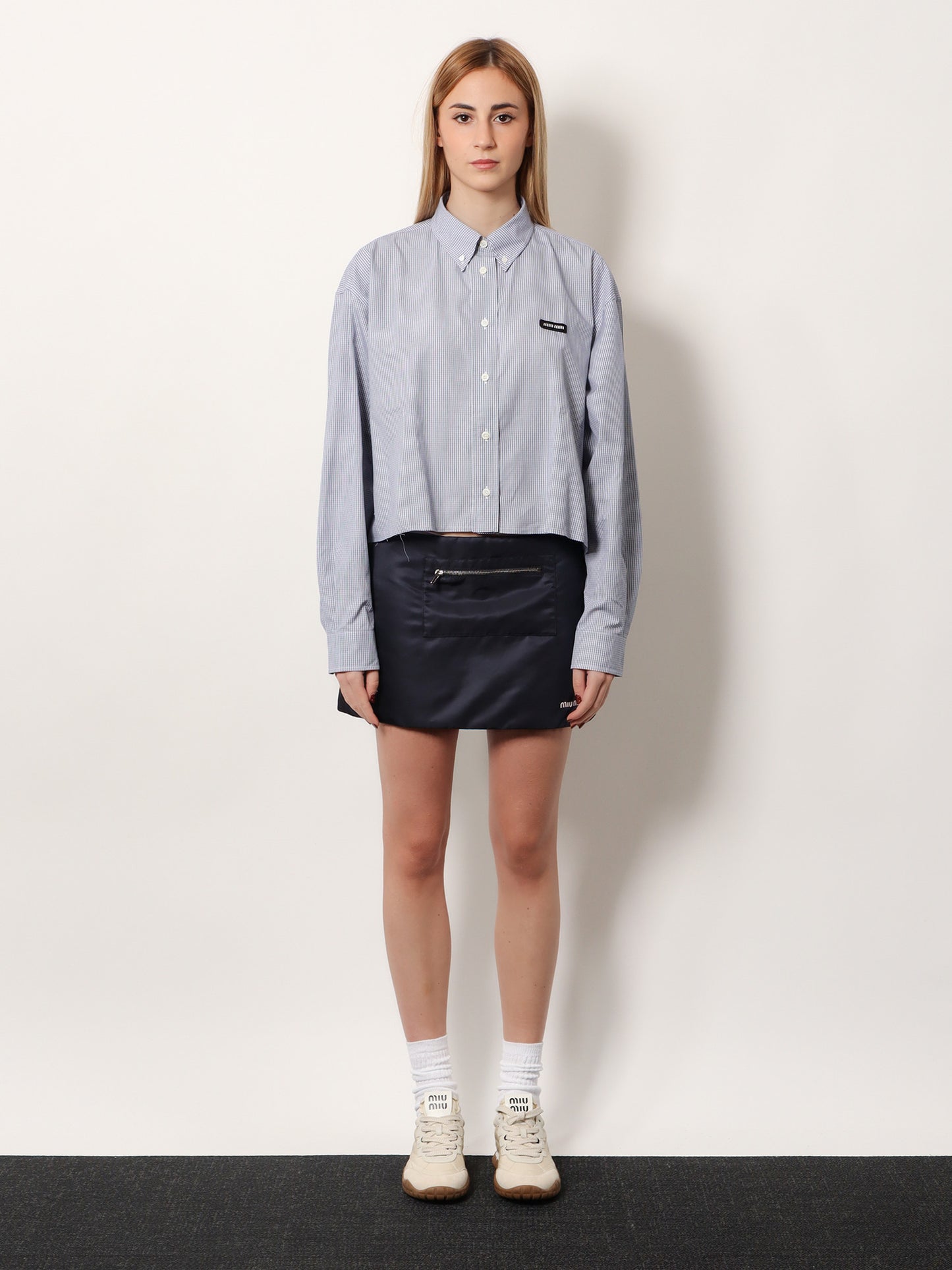Pin check cotton shirt