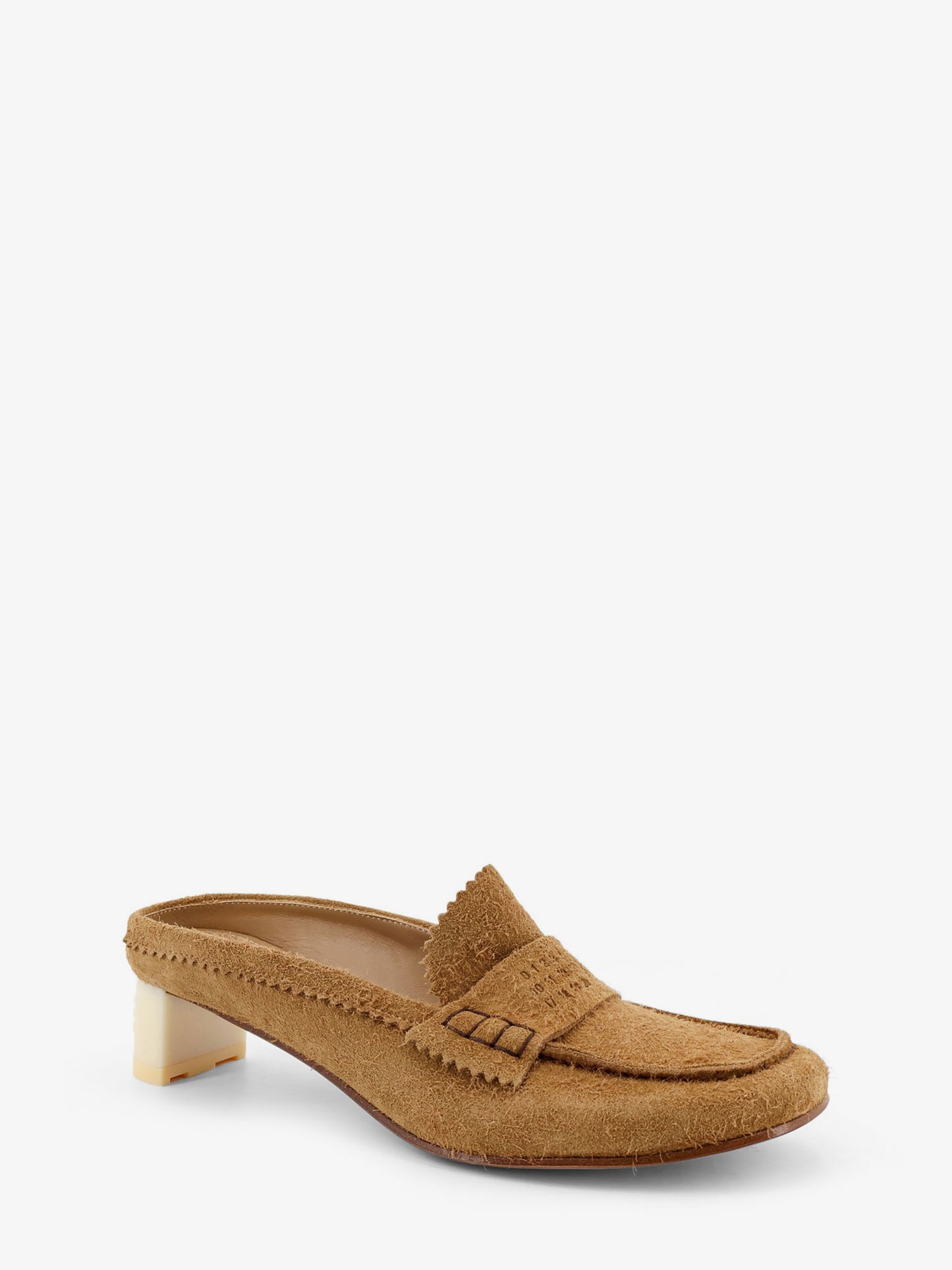 Sandali in suede con iconico logo inciso