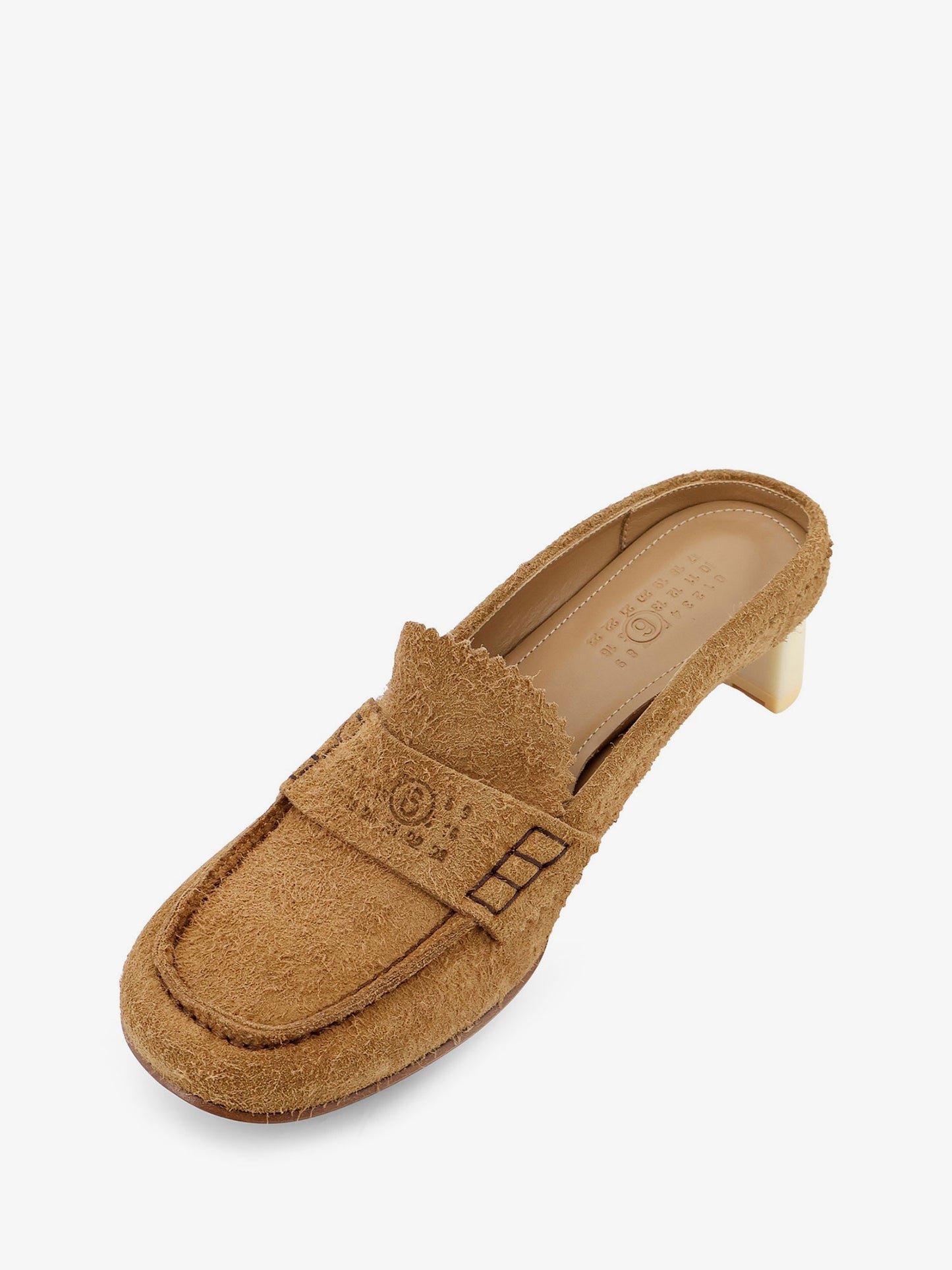 Sandali in suede con iconico logo inciso
