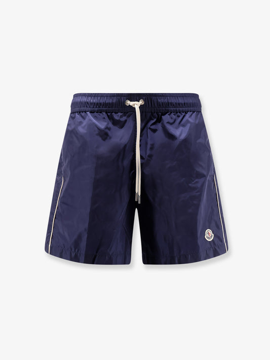 Nylon swim shorts with side logo patch
