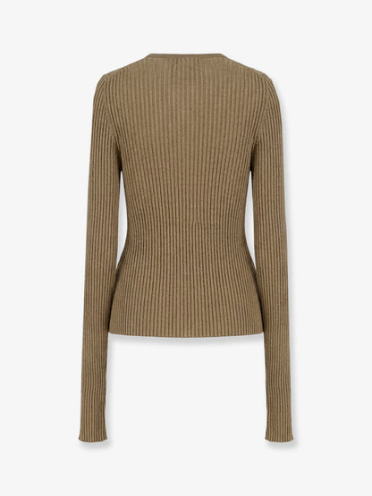 Ribbed cotton blend sweater thumbnail