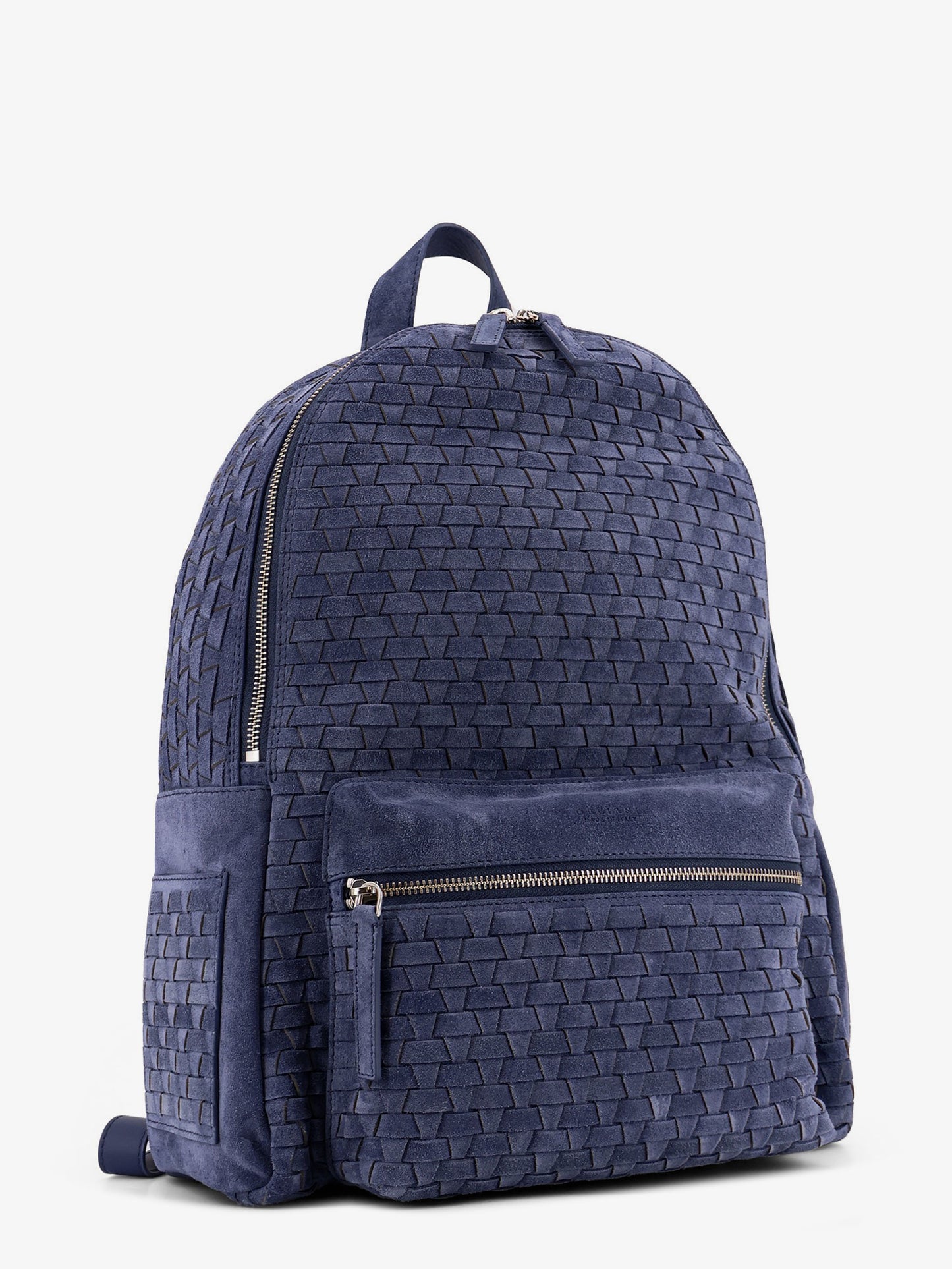 Suede backpack with woven pattern