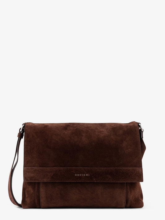 Peach suede messenger bag