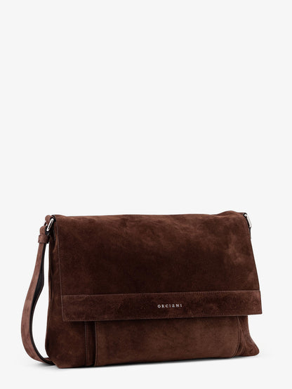 Peach suede messenger bag thumbnail