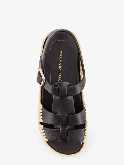 Yuka leather sandals with woven raffia sole thumbnail