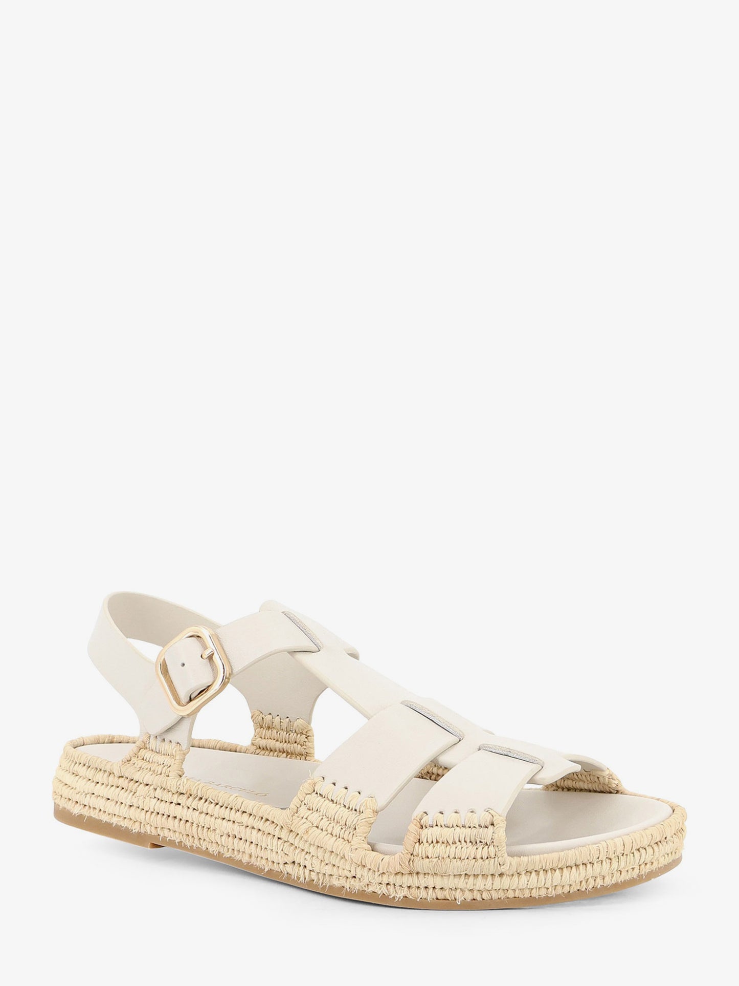Yuka leather sandals with woven raffia sole