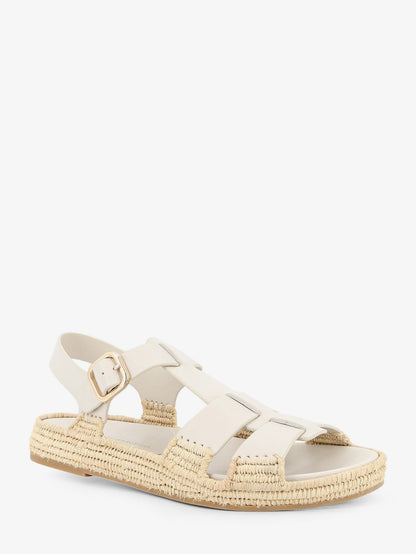 Yuka leather sandals with woven raffia sole thumbnail