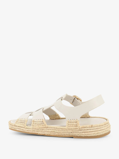 Yuka leather sandals with woven raffia sole thumbnail