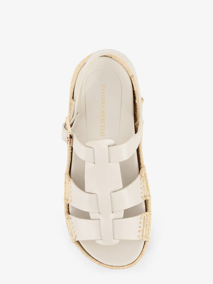 Yuka leather sandals with woven raffia sole thumbnail