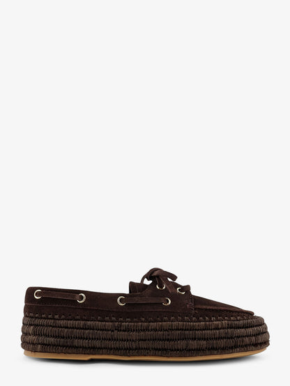 Penelope suede and raffia loafers thumbnail
