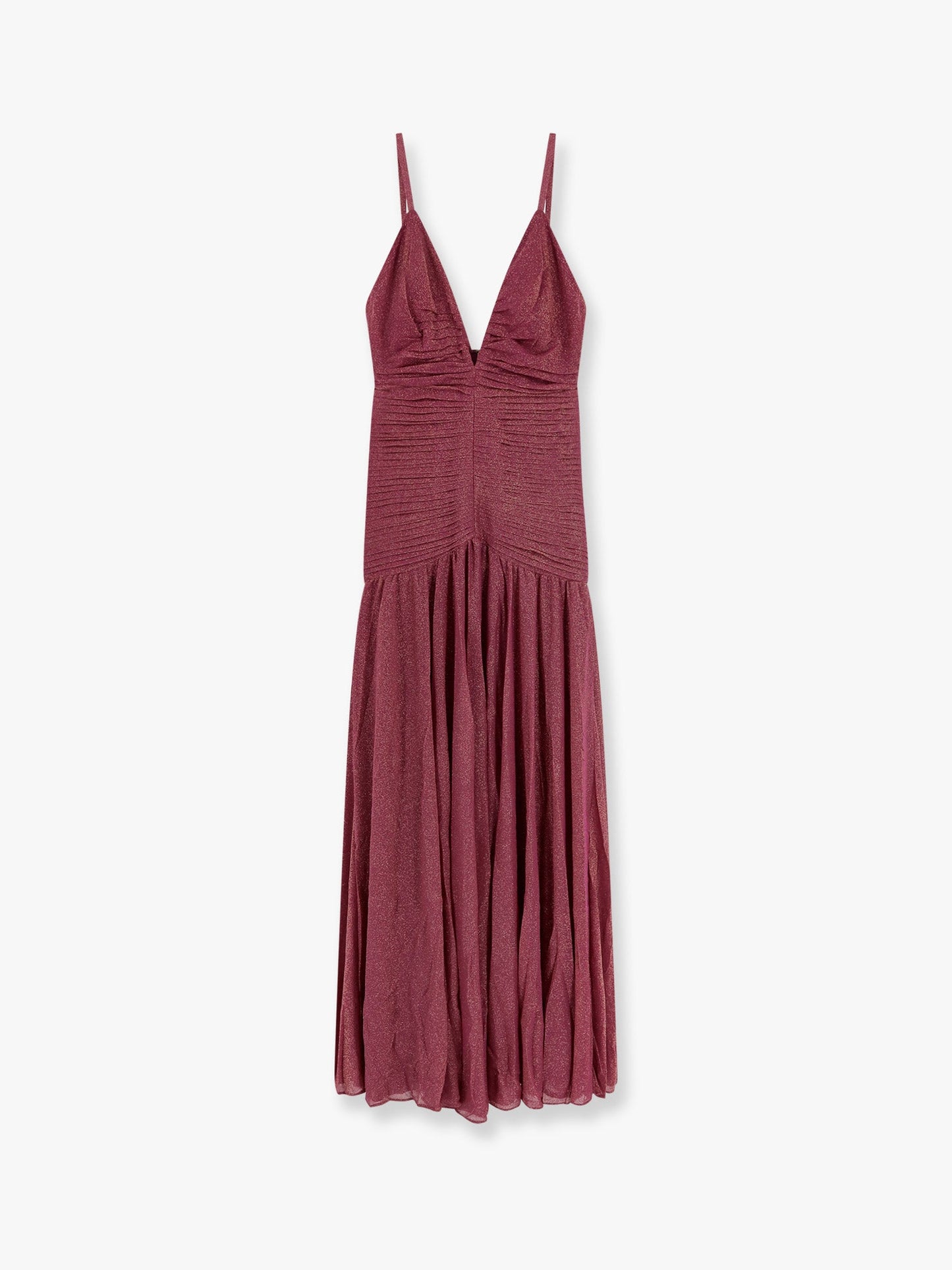 Viscose blend long dress with metallic effect
