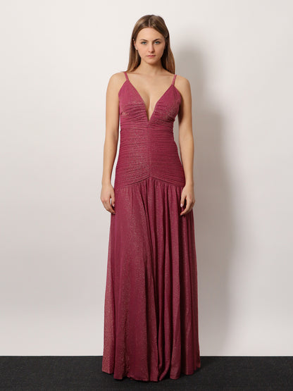 Viscose blend long dress with metallic effect thumbnail