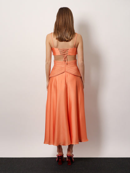 Sunset Satin dress with braided corset thumbnail