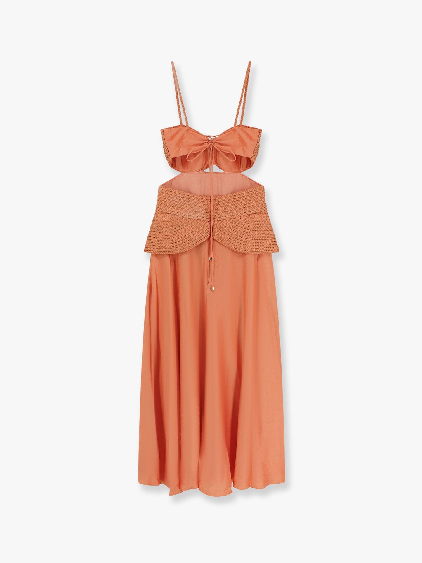 Sunset Satin dress with braided corset