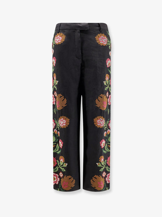 Keila linen trousers with embroidery