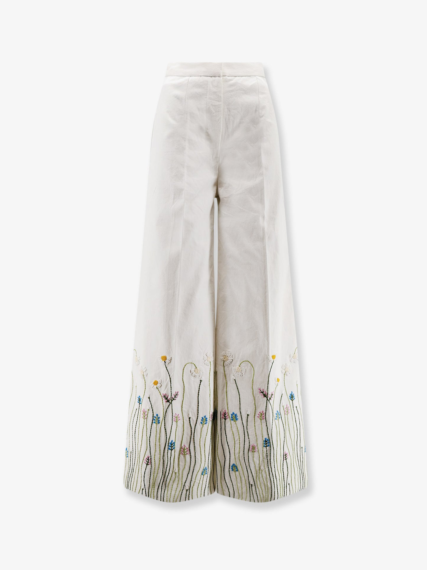 Cotton trousers with multicolor embroidery